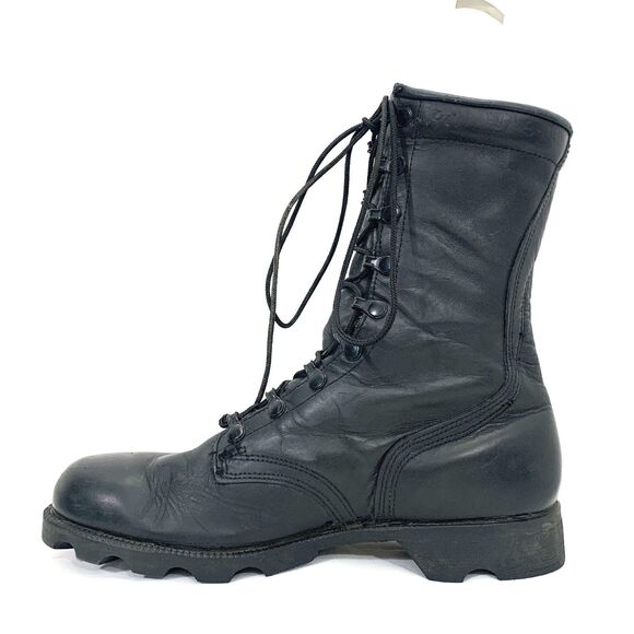 Vintage PJ Combat Boots Mens 8.5 R Black Leather 1988 Military main image 12